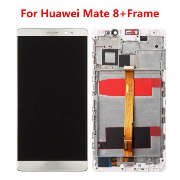 mate 8 beyaz - Huawei Mate 8 Skærm Med Ramme Oem Kvalitet