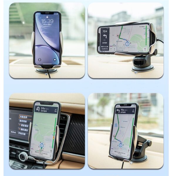 Wireless Car Charger Mount Infrared Sensor Automatic - Trådløs Oplader Mobilholder Til Bilen med Ekstra Stativ