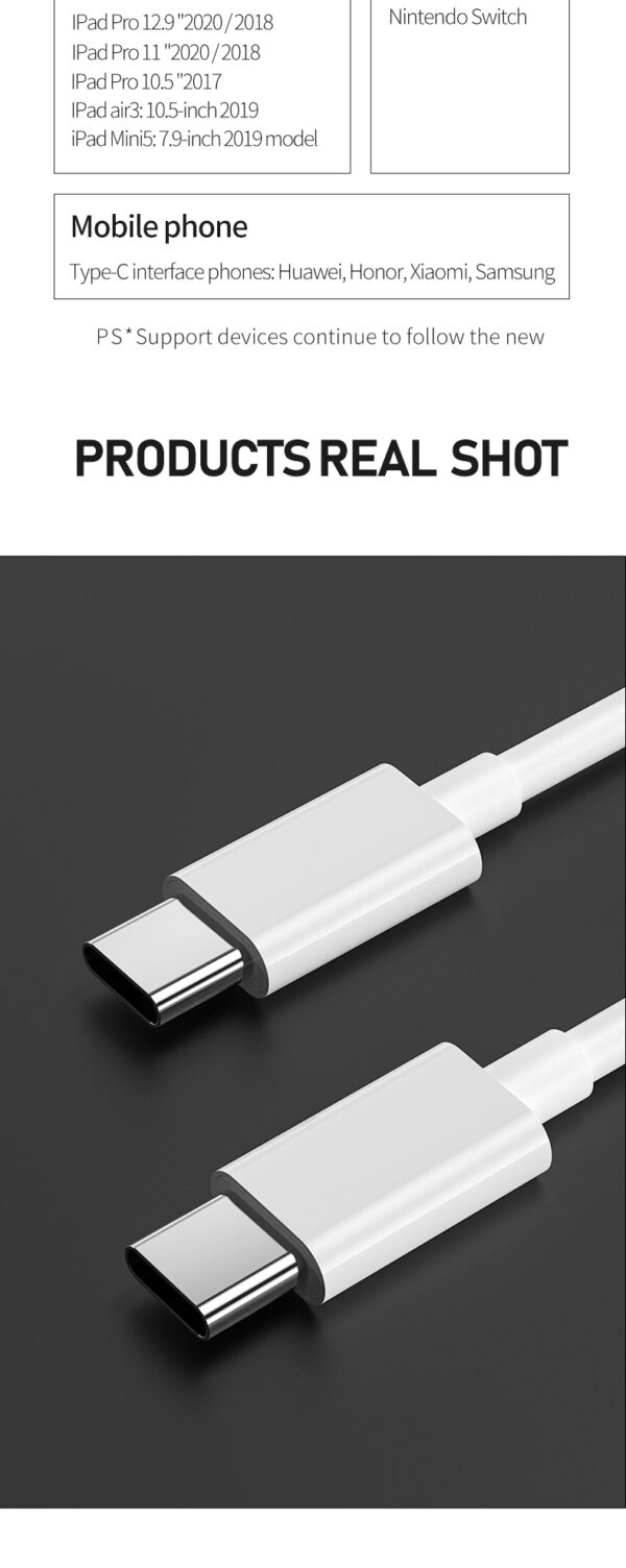 1 - USB-C opladningskabel til USB-C (2 Mt )