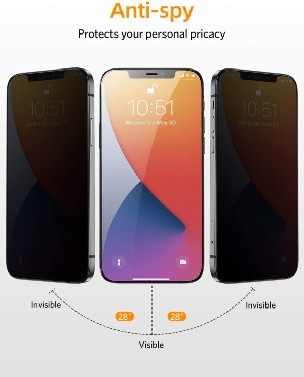 iphone 12 2 3 - iPhone 12 / 12 Pro Privacy Skærmbeskyttelse (Anti-Spy)