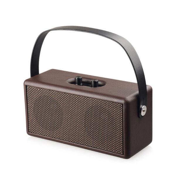 kyr online 100102405A 1 1000X1000 - D30 Retro Wood Double Horns Bluetooth Højttaler - Brun