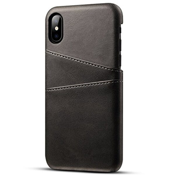 kyr online sort 1 - iPhone X-Xs Læder Bagcover Med Kortholder