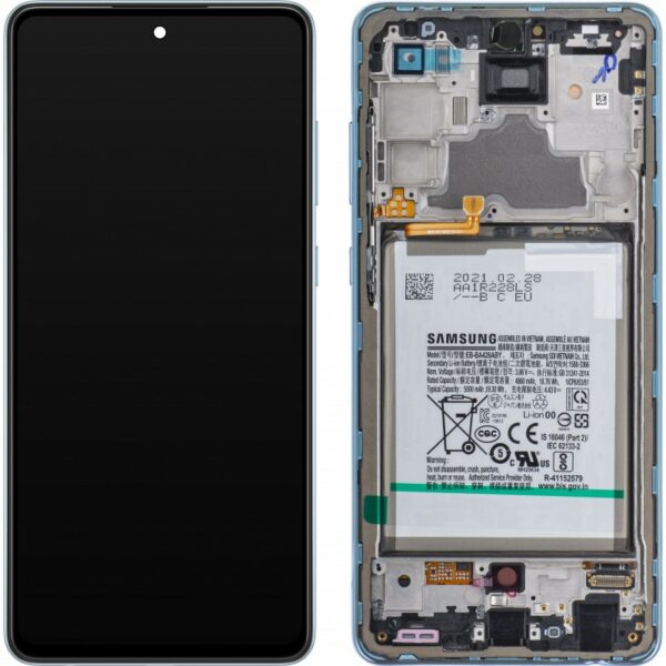 Samsung A72 lcd blue - Samsung A72 Lcd Skærm Med Ramme (Original Service Pack) Med Batteri