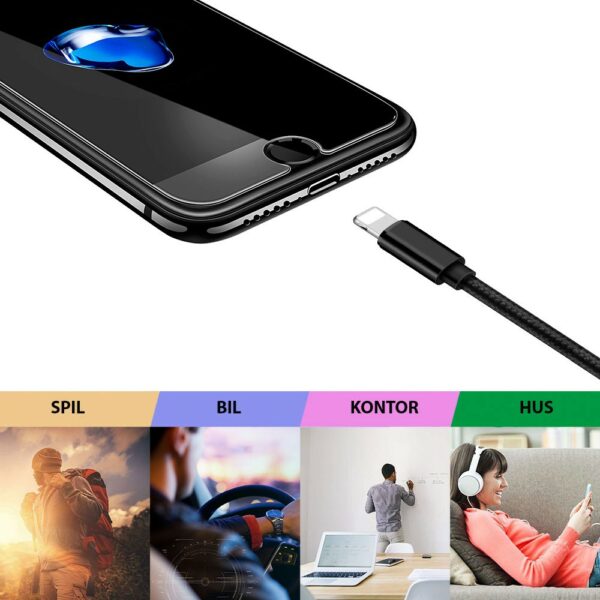 Sort Nylon Cable 3 - Nylon USB - Iphone Kabel(1 mt)