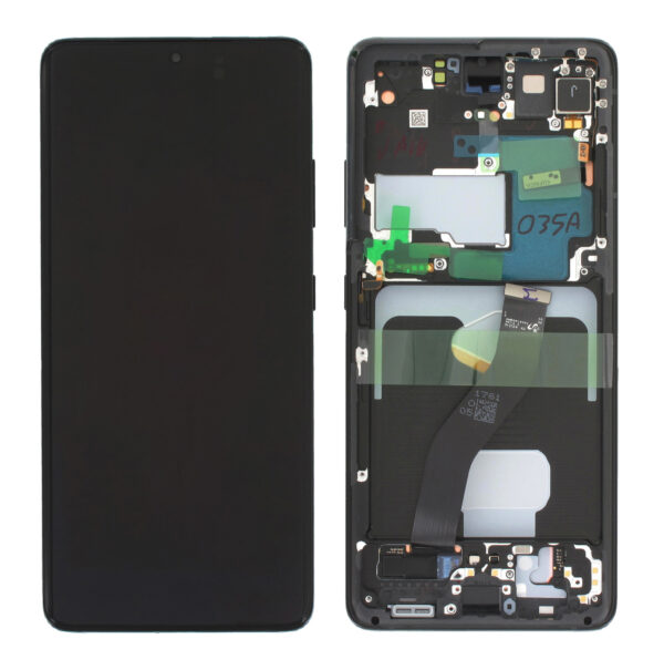 S21 Ultra Lcd - Samsung Galaxy S21 Ultra 5G Sort Lcd Skærm Med Ramme (Original Service Pack)