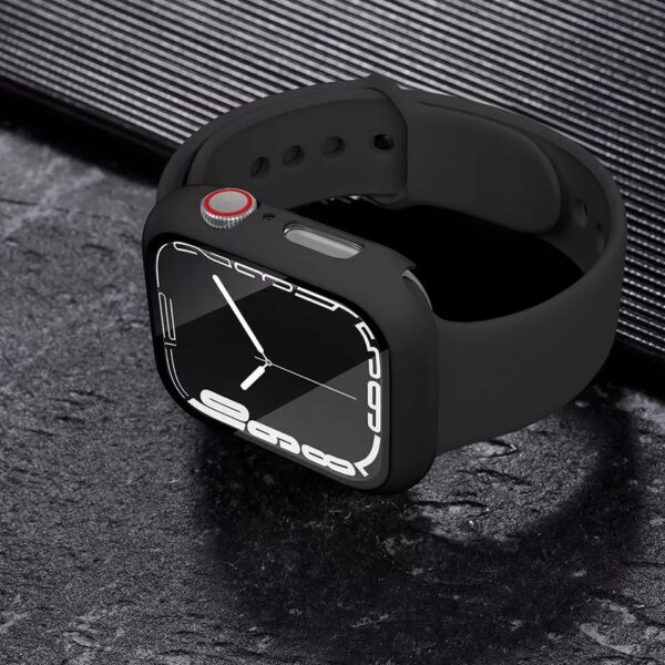 2in1 silikon cover 4 - Sportsrem Med Cover Sort til Apple Watch