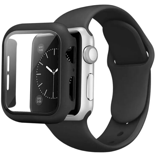 2in1 silikon cover black - Sportsrem Med Cover Sort til Apple Watch