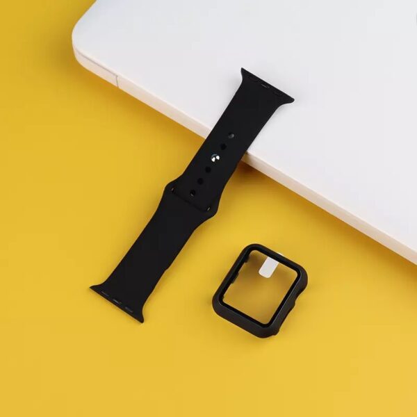 2in1 silikon cover black 2 - Sportsrem Med Cover Sort til Apple Watch