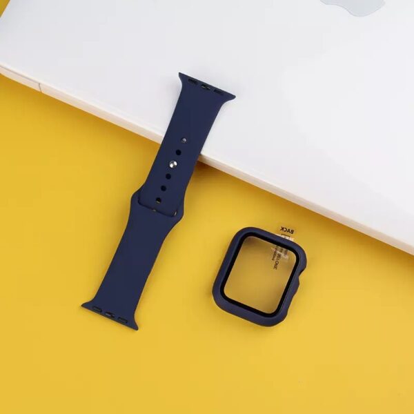 2in1 silikon cover dark blue 2 - Sportsrem Med Cover Mørkeblå til Apple Watch 7