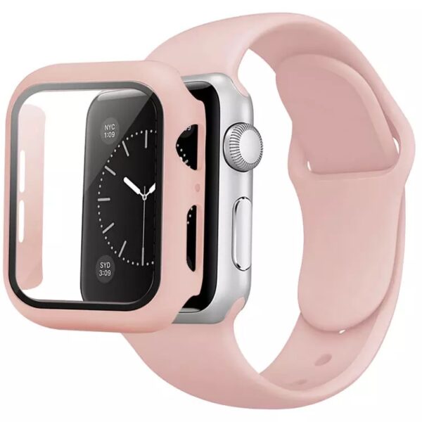 2in1 silikon cover pink - Sportsrem Med Cover Pink til Apple Watch