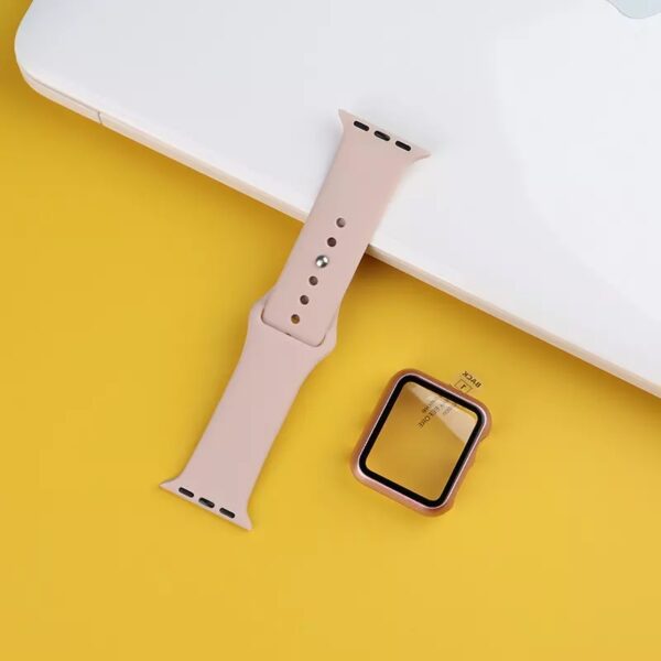 2in1 silikon cover pink 2 - Sportsrem Med Cover Pink til Apple Watch