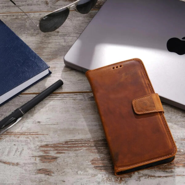 Clasic case 1 - Ægte Læder Classic Wallet IPhone 14 Series Cover -Brun