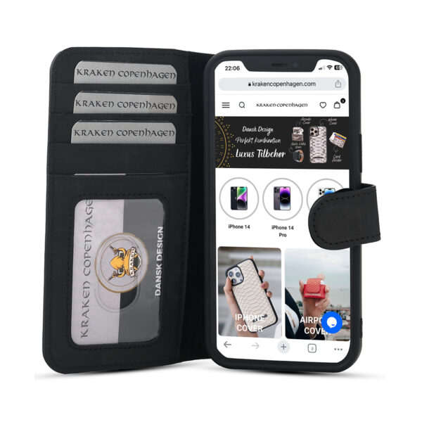 siyah 3 - Ægte Læder Magic Wallet IPhone Cover -Sort