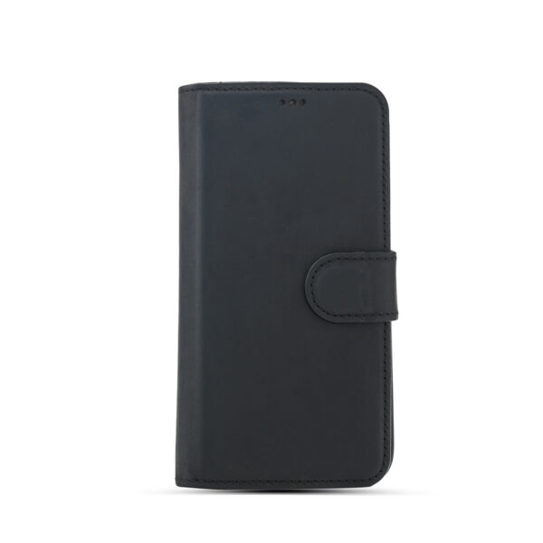 siyah ayrilan kapak - Ægte Læder Magic Wallet IPhone Cover -Sort