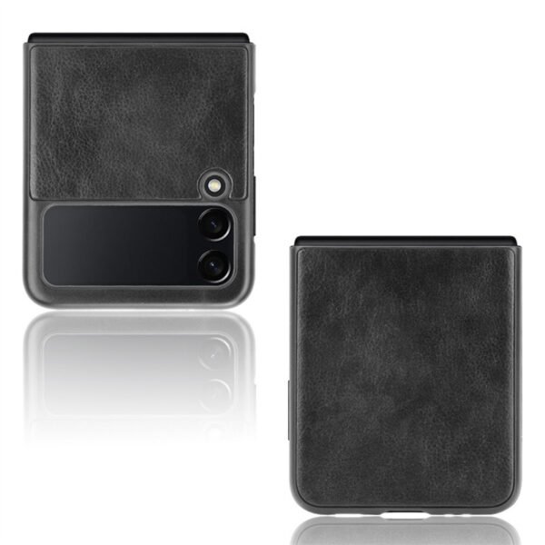 详情 08 - Samsung Galaxy Z Flip 3 Læder Cover - Sort