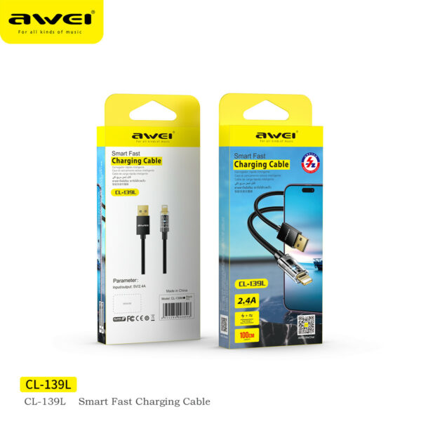 Awei Brand Lightning USB Cable For iPhone 14 13 12 Pro Max X XS XR 8 - AWEI CL-139L 18W USB-A to til Iphone Fast Oplader