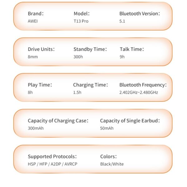 Awei T13Pro 5 - AWEI T13 Pro Trådløs Hovedtelefon