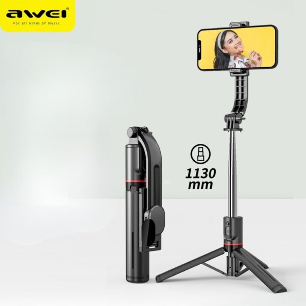1 8 - Multifunktionel Selfie Stang & Tripod Stativ med trådløs fjernbetjening