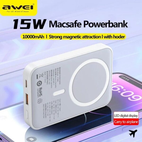 2 7 - Awei P185K Hurtig Magnet Powerbank 10.000 mAh