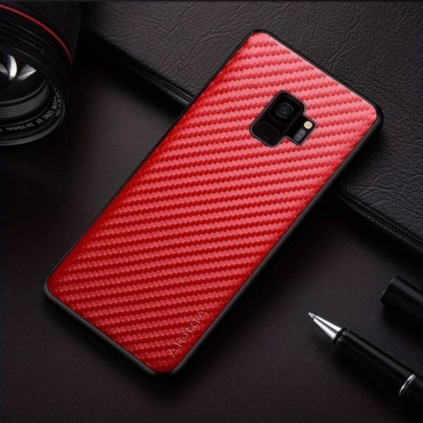 Carbon red - Iphone X/XS til Carbon Fiber Slim Cover